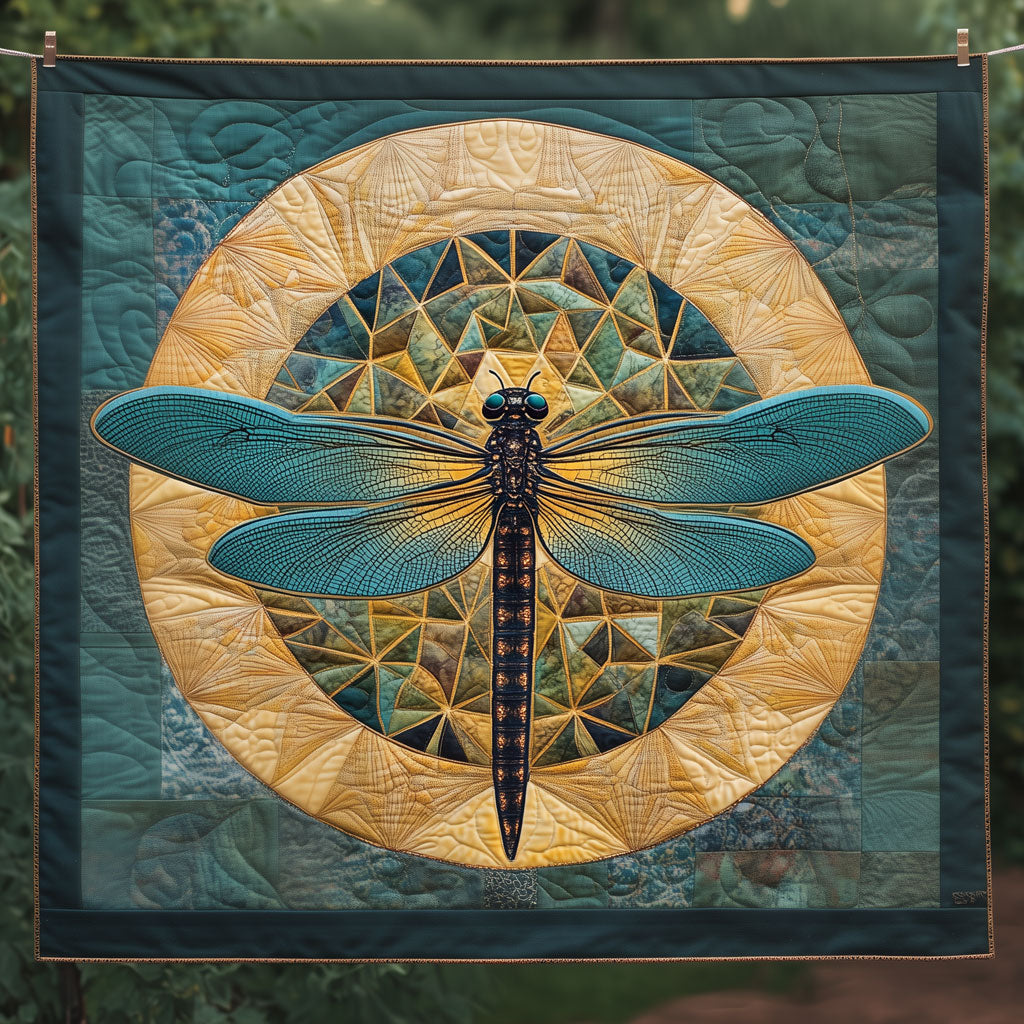 Dragonfly Radial Burst Quilt Trendy Quilt Blanket for Modern Home Interiors