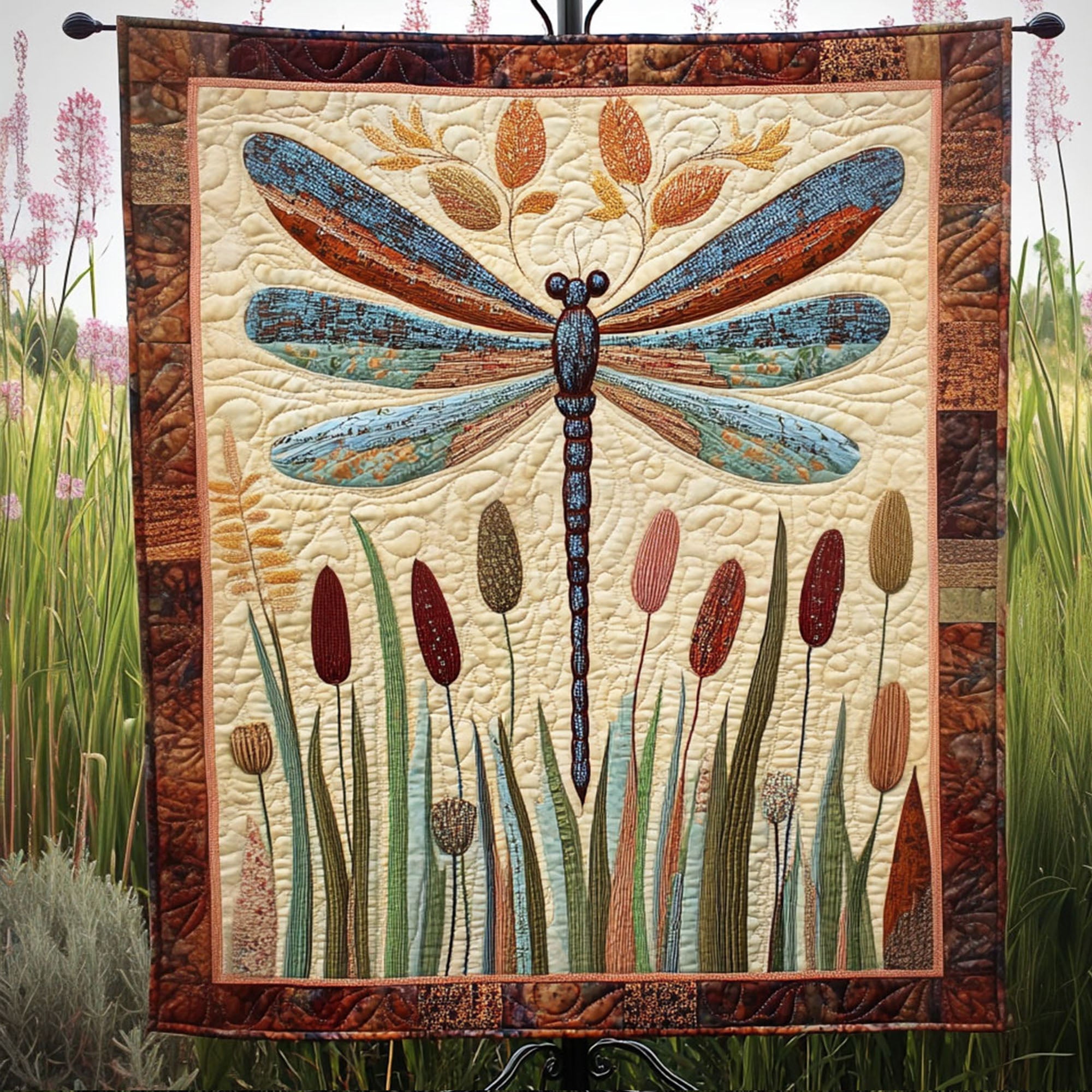 Dragonfly Reflection Quilted Blanket Best Throw Blanket Dragonfly Gift Items