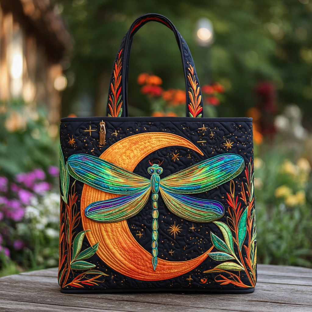 Dragonfly Spark Quilted Tote Bag Dragonfly Themed Gifts