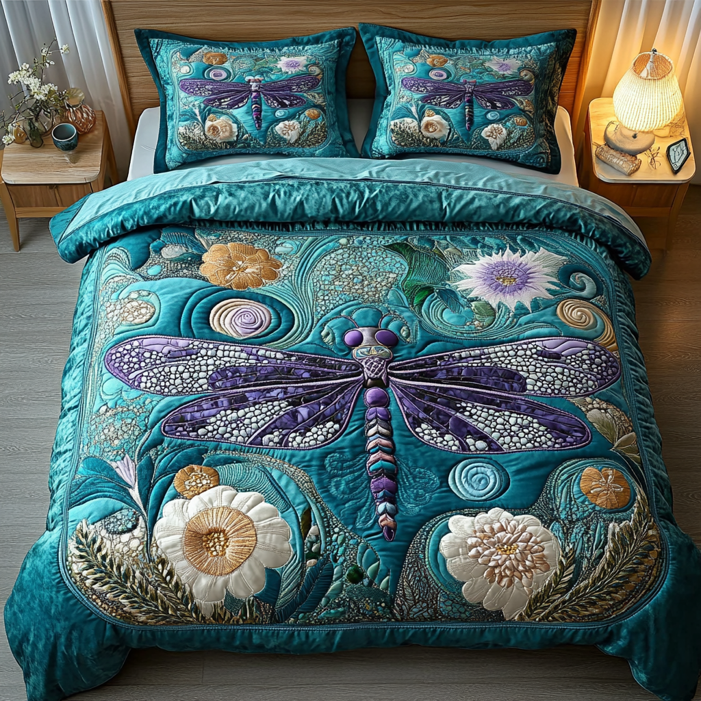 Dragonfly Spirit Quilted Bedding Set Bedroom Decorations Birthday Gifts For Dragonfly Lovers