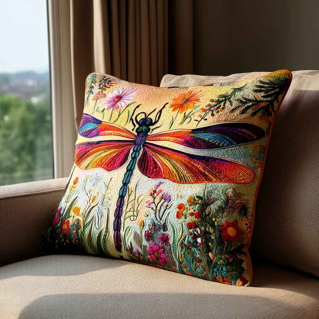 Dragonfly Spirit Quilted Pillow Case Best Throw Pillow Covers Best Gift For Dragon Lovers