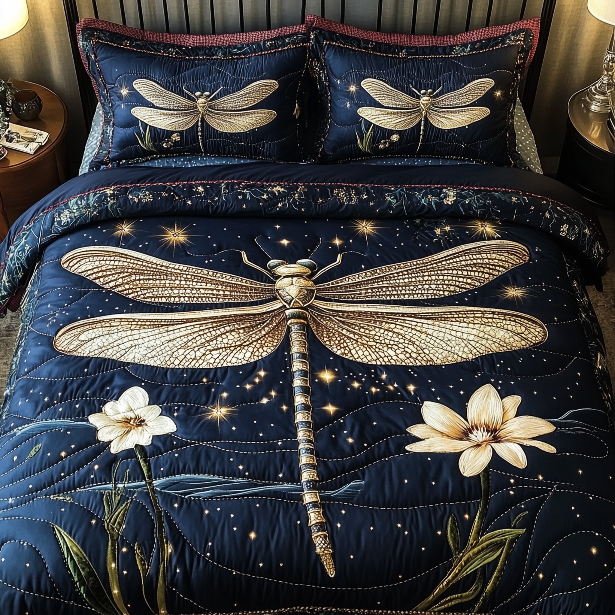 Dragonfly Whisper Quilted Bedding Set Duvet Cover Bedspread Dragonfly Gift Ideas