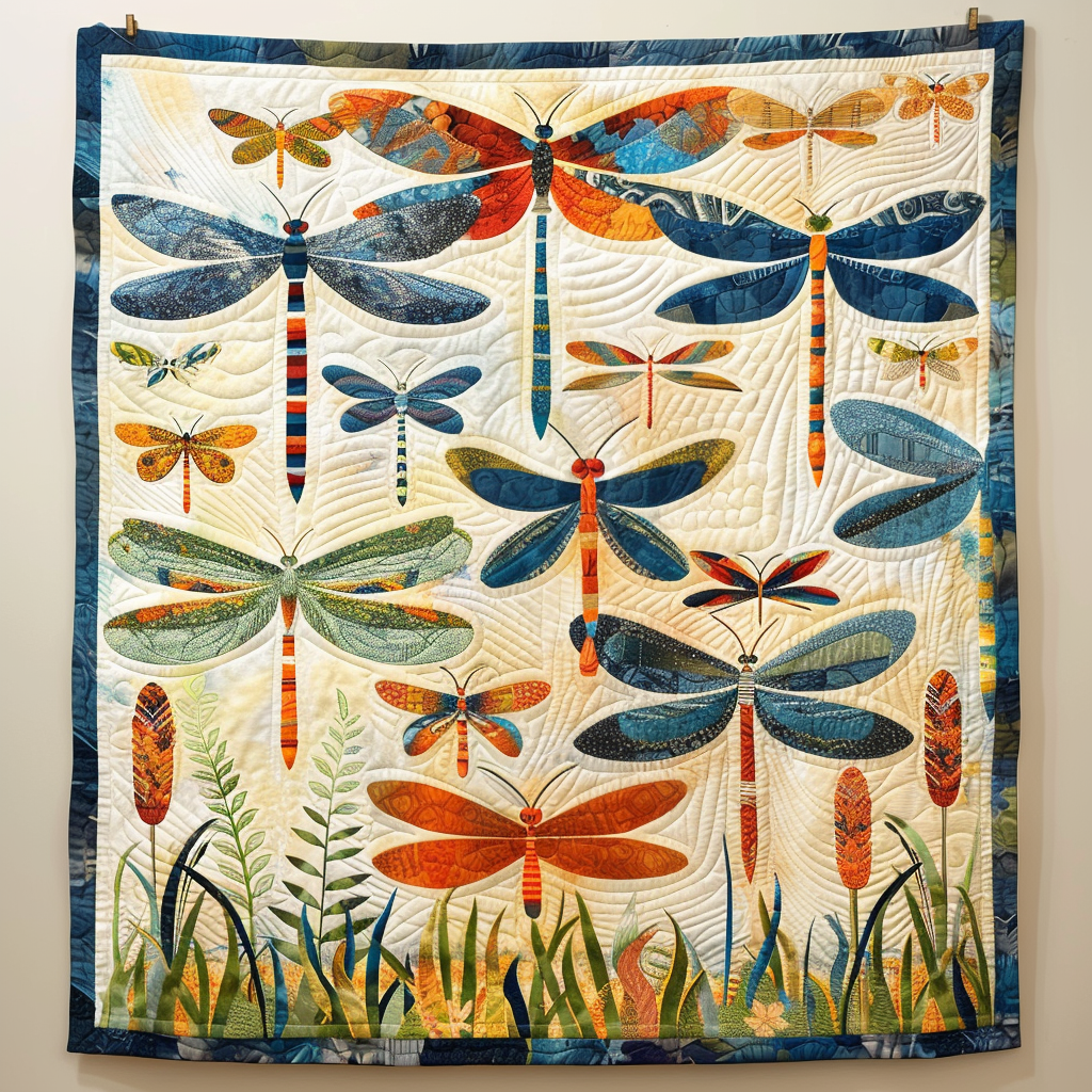 Dragonfly Whisper Quilted Blanket Cute Heated Blanket