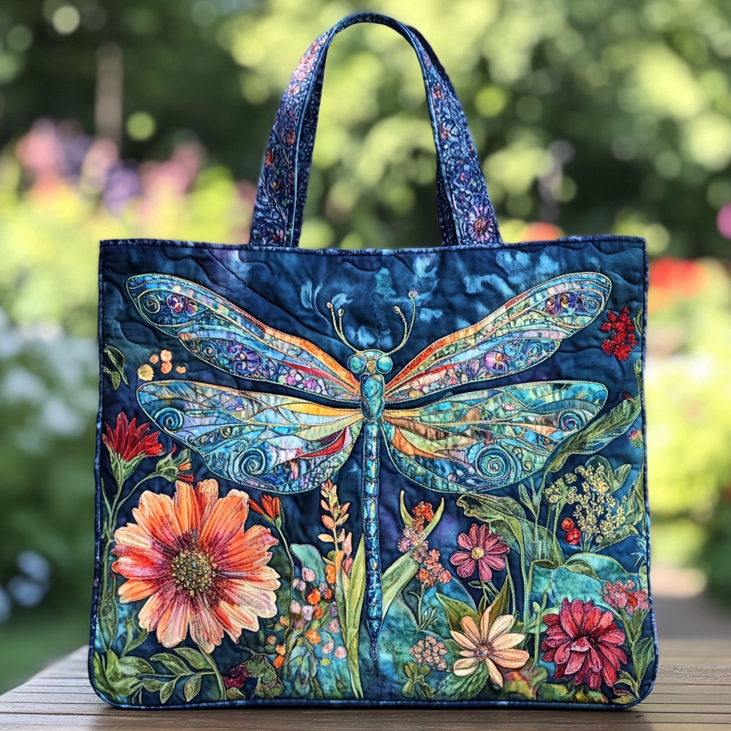 Dragonfly Whisper Quilted Tote Bag Dragonfly Gift For Adults