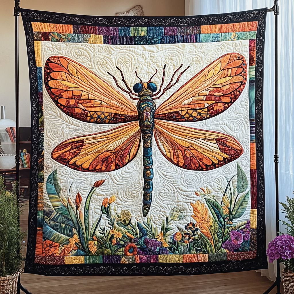 Dragonfly Wings Quilted Blanket Winter Decor Blanket Dragonfly Gifts For Mom