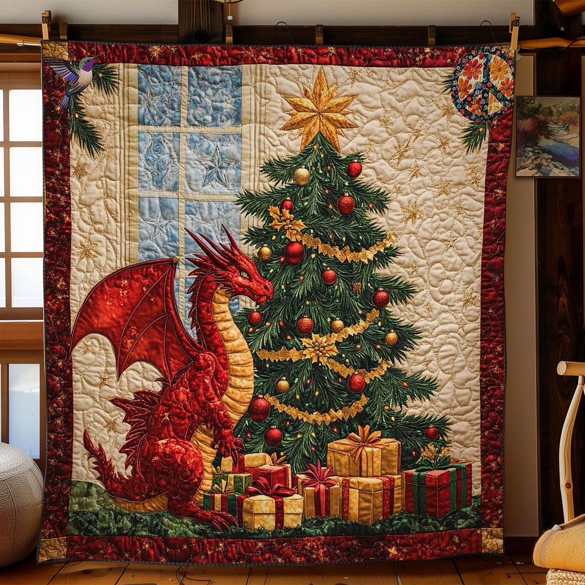 Dragons Christmas Wish Quilt High-Quality Cotton Quilt Blanket for Restful Sleep
