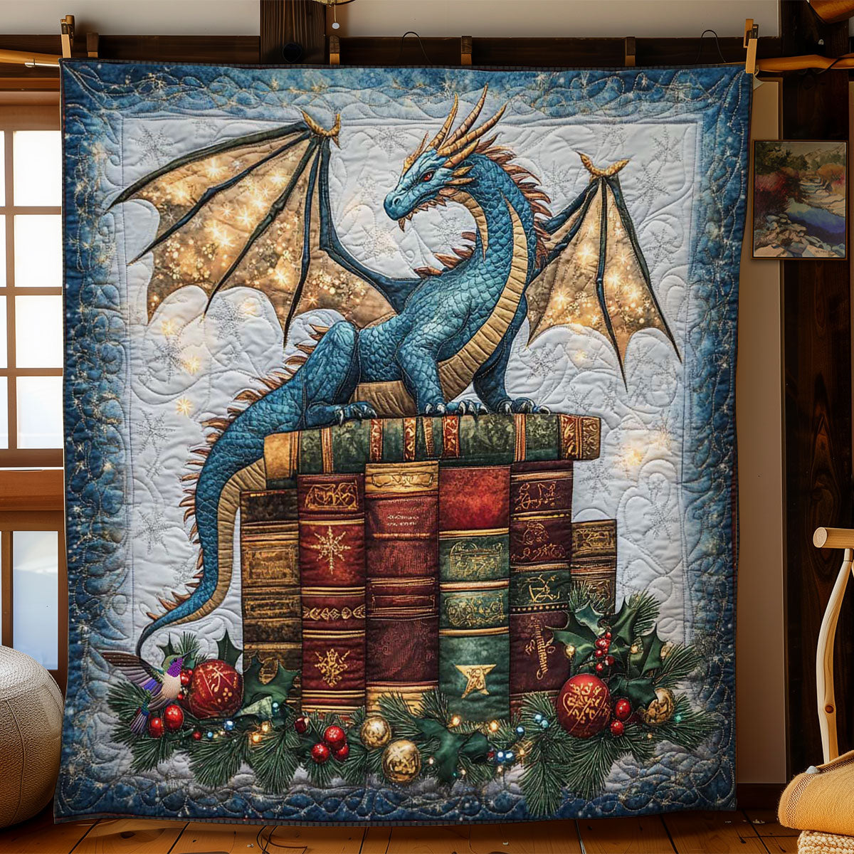 Dragons Festive Hoard Quilt Trendy Quilt Blanket Gift for Modern Home