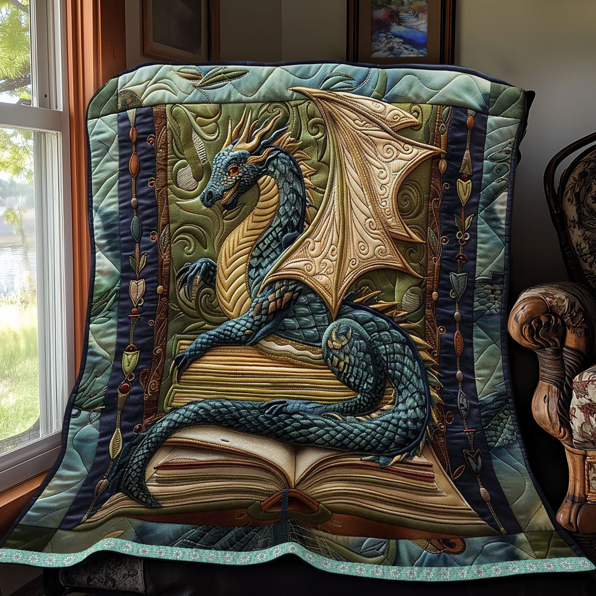 Dragon's Watch Quilt Blanket Throw Blankets For Couch Christmas Dragon Gifts For Brothers
