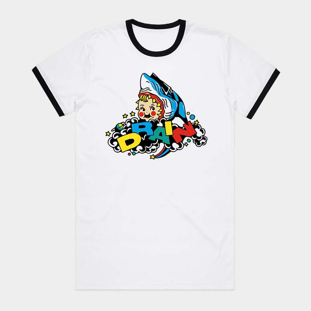 Drain Merch 2026 Drain Rainbow Ringer T-Shirt White Birthday Gift Ideas For Him