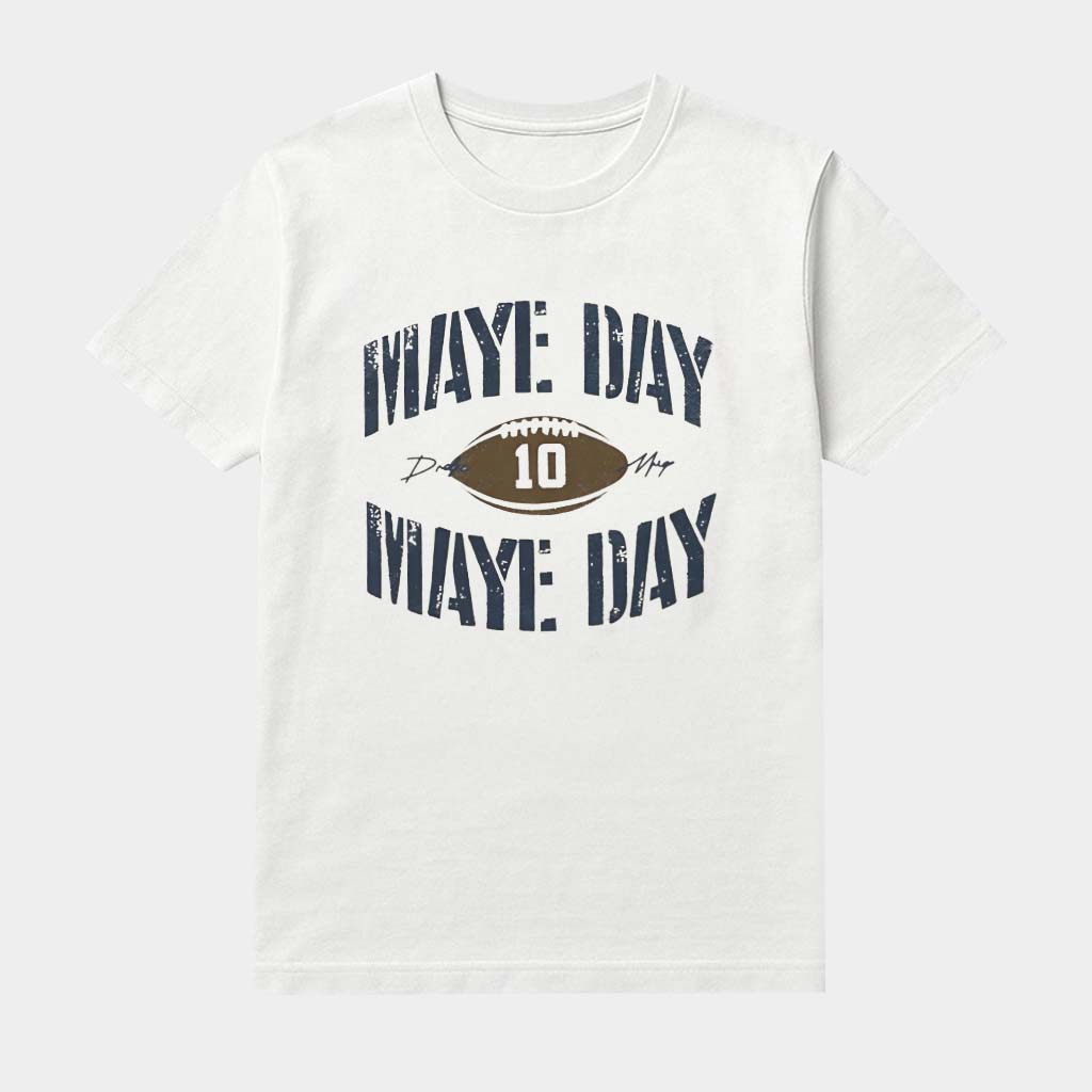 Drake Maye 10 New England Football Maye Day Autographed Shirt Patriots Super Bowl Clothing