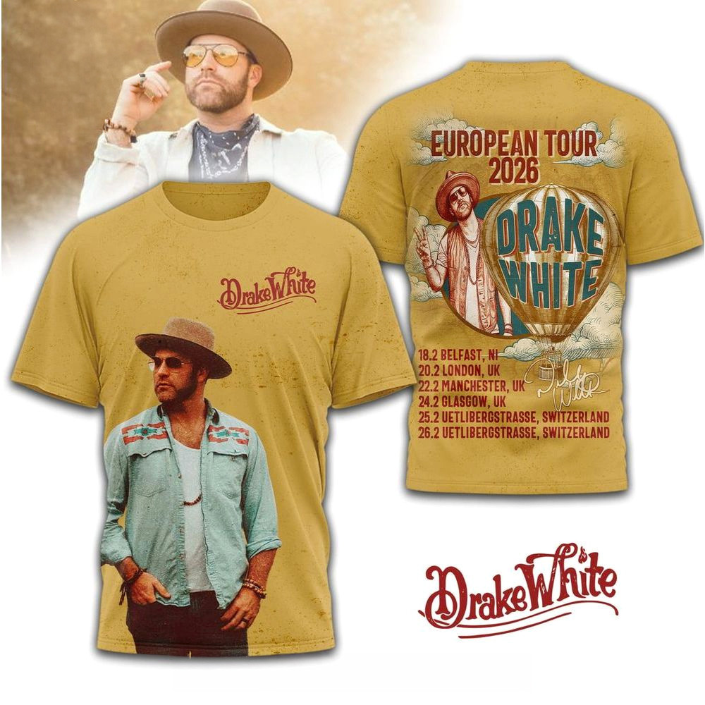 Drake White European Tour 2025 Shirt Drake White Merch Best Gifts For Music Lovers