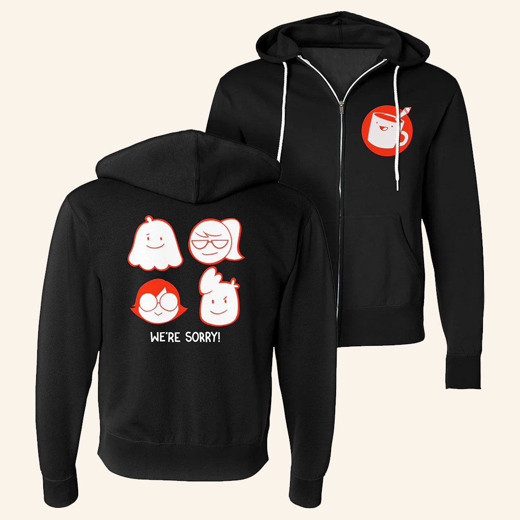 Drawfee Merch Drawfee Logo Zip Hoodie We're Sorry Hoodie Christmas Present For Friends