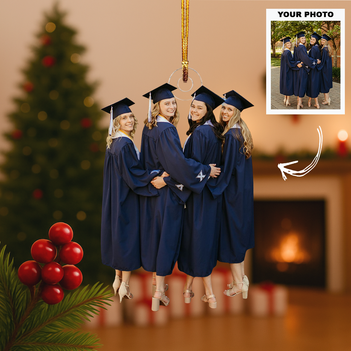 Dream Big Grad Personalized Photo Mica Ornament Customized Your Photo Ornament Christmas