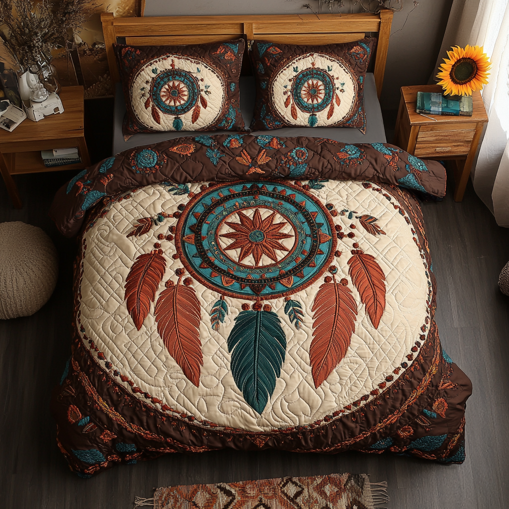 Dream Catcher Quilted Bedding Set Christmas Bedding Sets Unique Native American Gifts Ietms