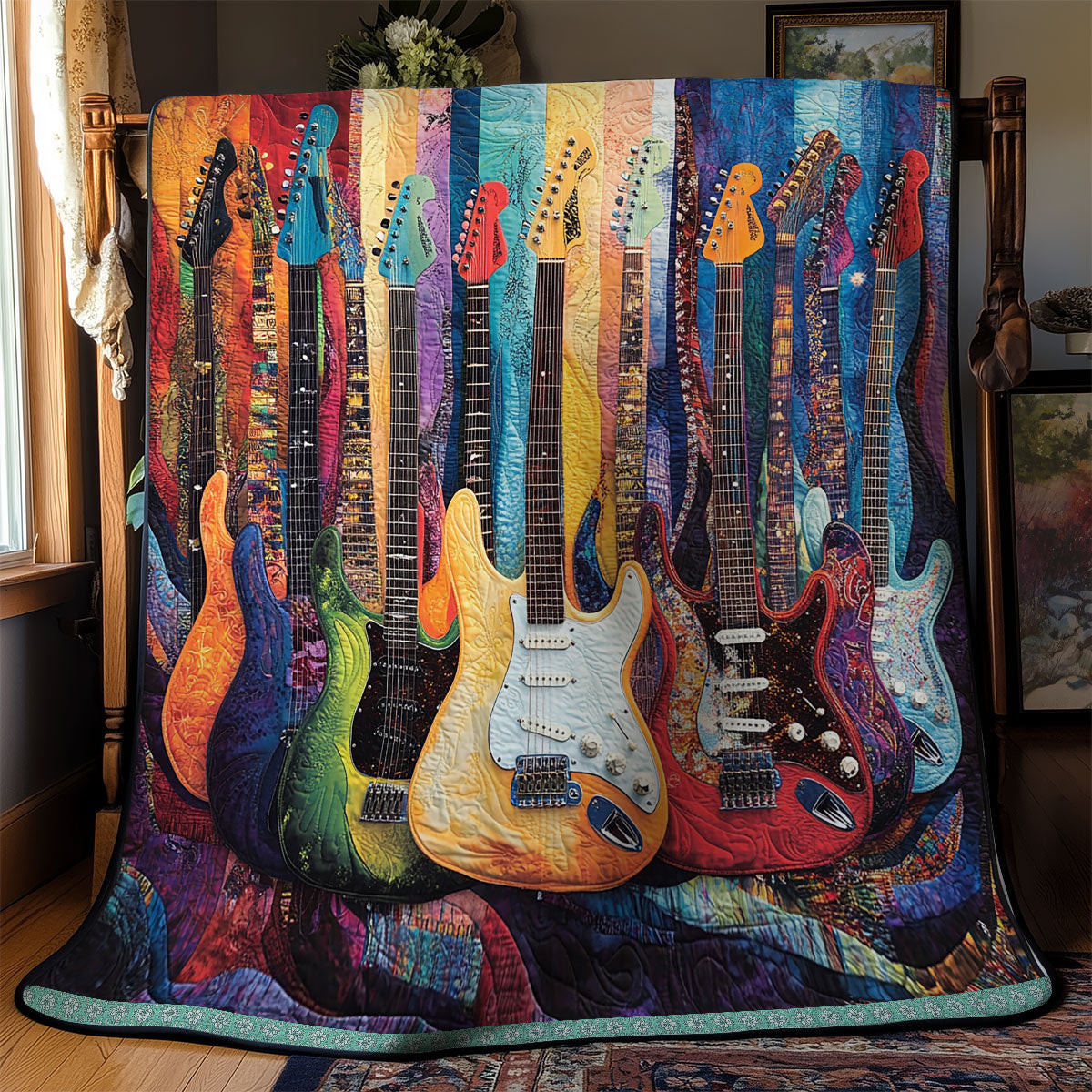Dream Guitar Bass Quilt Blanket Throw Blankets For Couch Mother's Day Gifts For Grandma