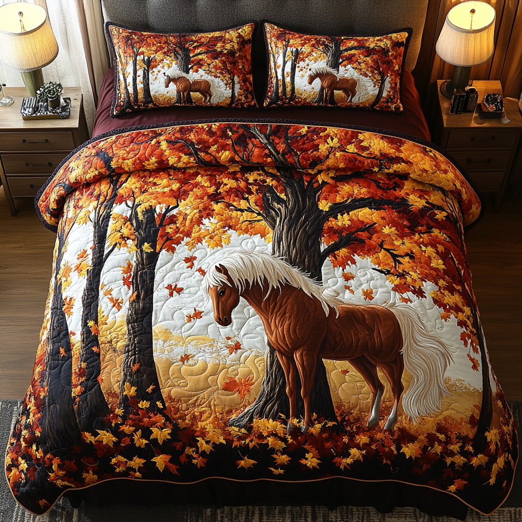 Dream Horse Quilted Bedding Set Fall Bedding Sets Gifts For Horse Back Riders