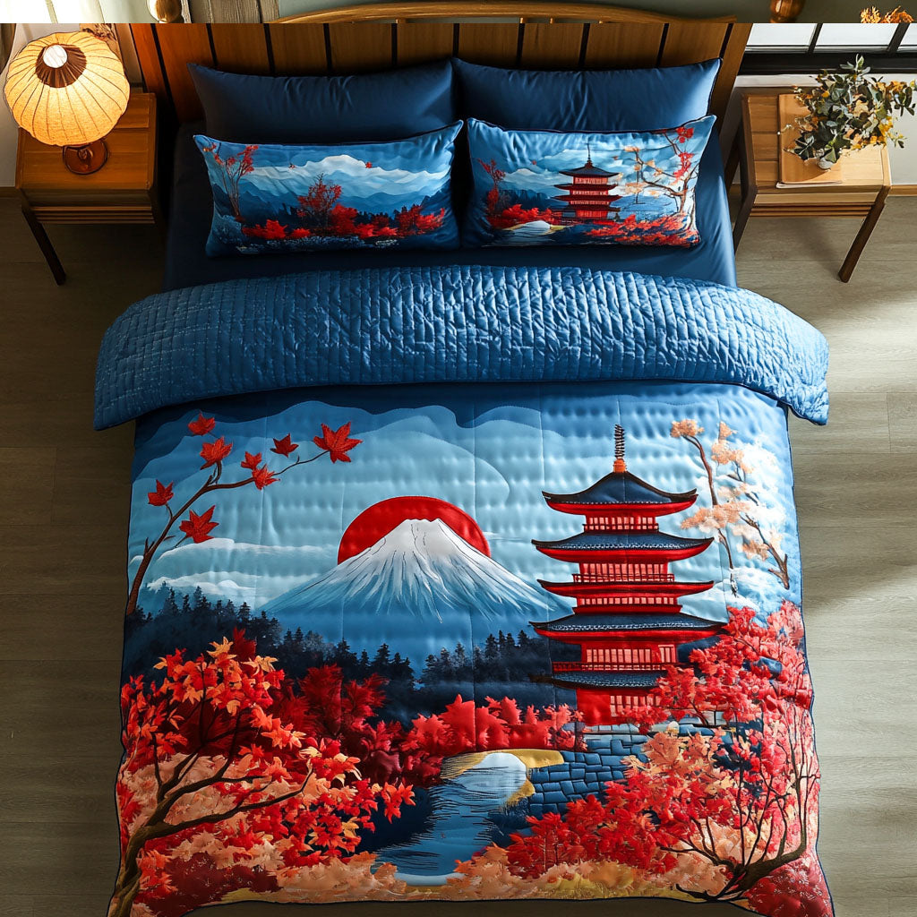 Dream of Kyoto Quilted Bedding Set Japanese Themed Bedroom Decor Christmas Gifts For Wife