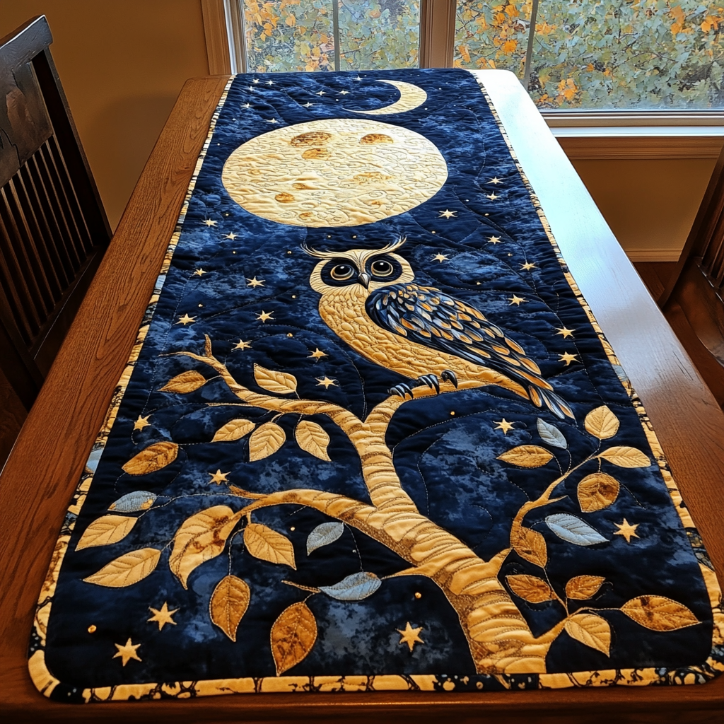 Dream Owl Quilted Table Runner Kitchen Table Decor Owl Christmas Presents