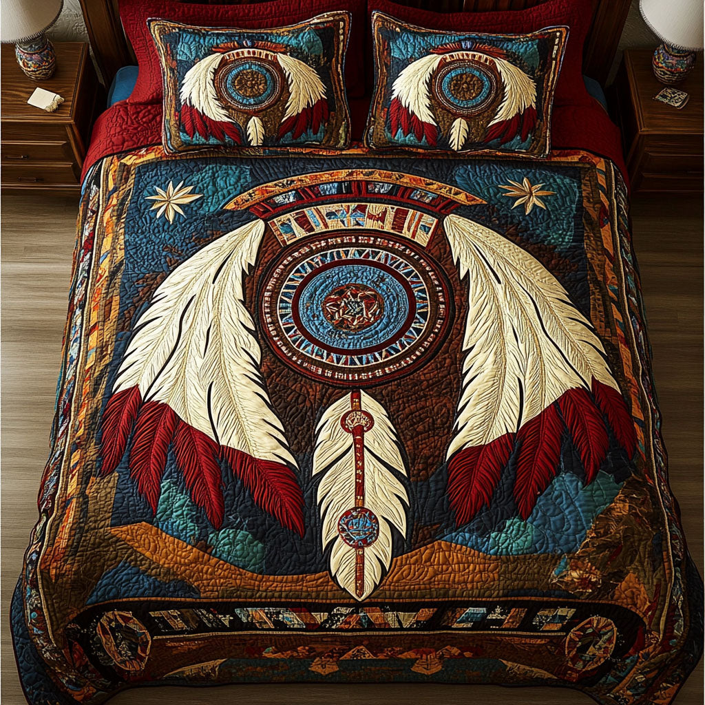 Dream Sentinel Quilted Bedding Set Bed Room Decoration Native American Gift Ideas
