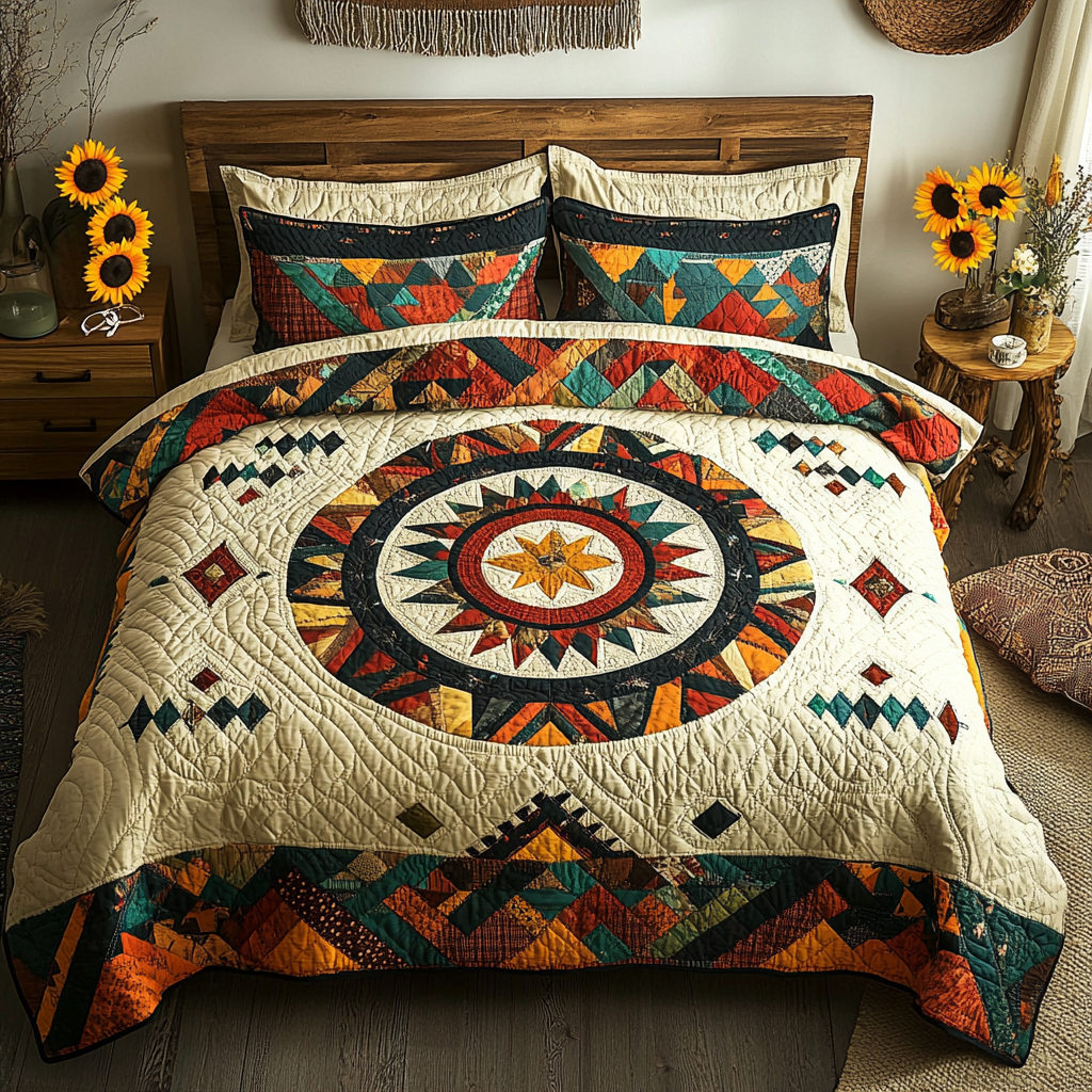 Dream Stars Quilted Bedding Set Best Bed Sheet Set Cool Native American Presents