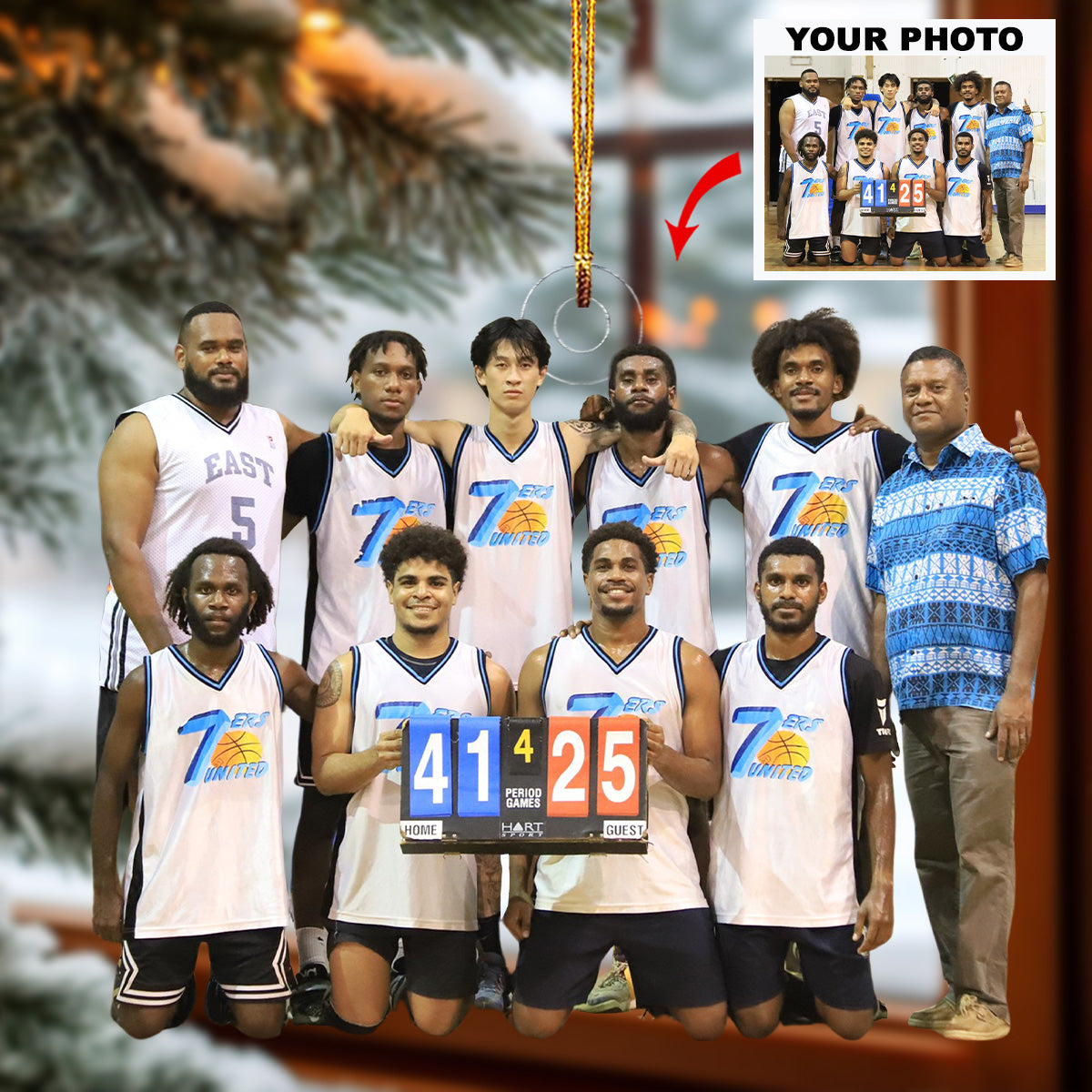Dream Team Personalized Photo Mica Ornament Gift For Basketball Lovers Family Members