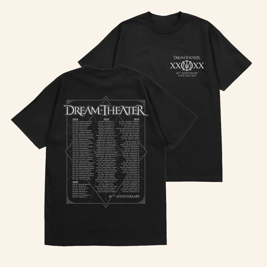 Dream Theater Merch 40Th Anniversary Logo Tour T-Shirt Cool Gifts For Music Lovers