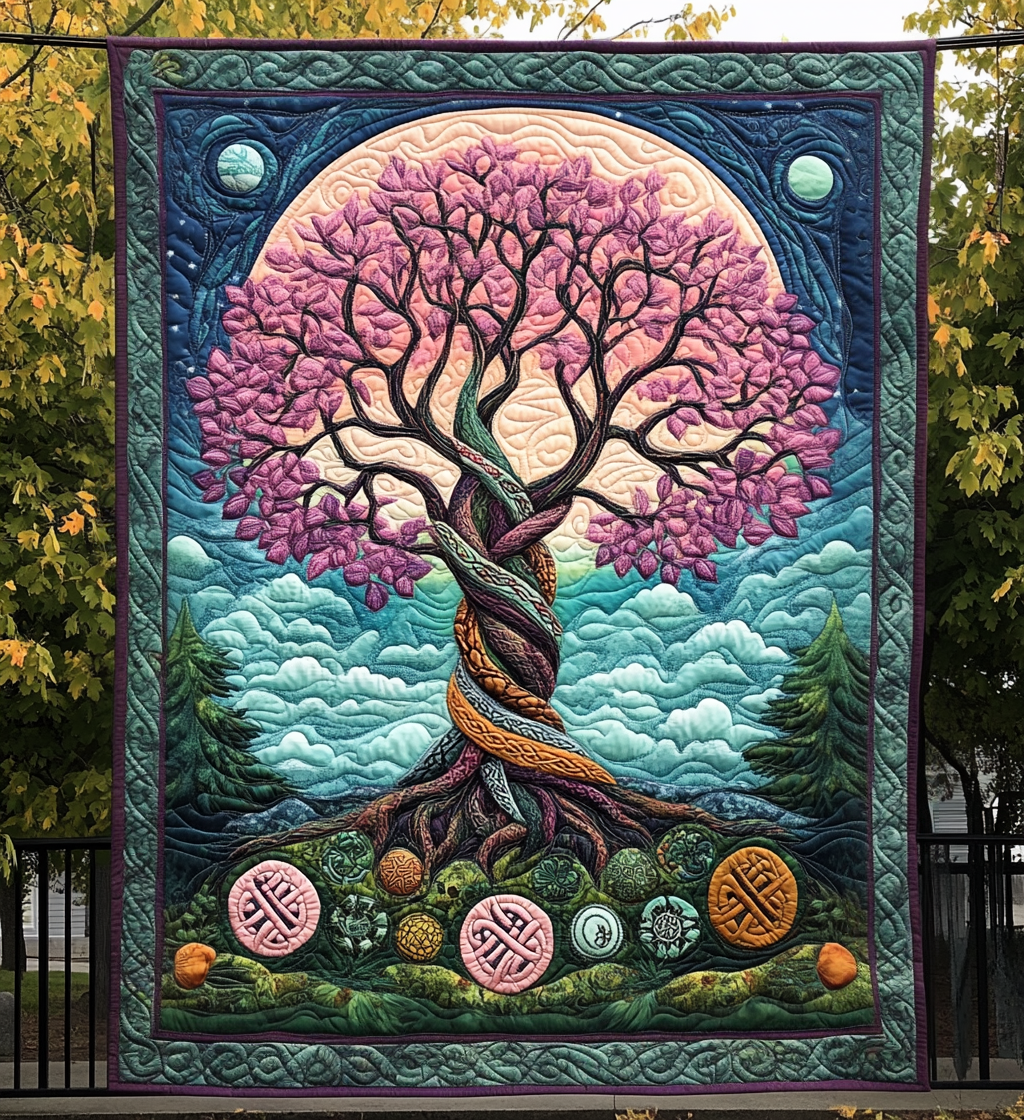 Dream Weavers Oak Quilted Blanket Tree Of Life Memorial Gift