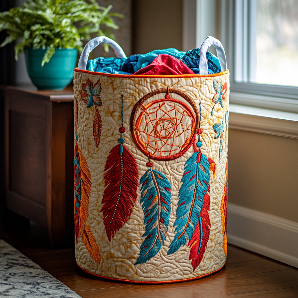 Dreamcatcher Echo Quilted Laundry Basket Charming Quilted Laundry Basket Gift for Cozy Homes
