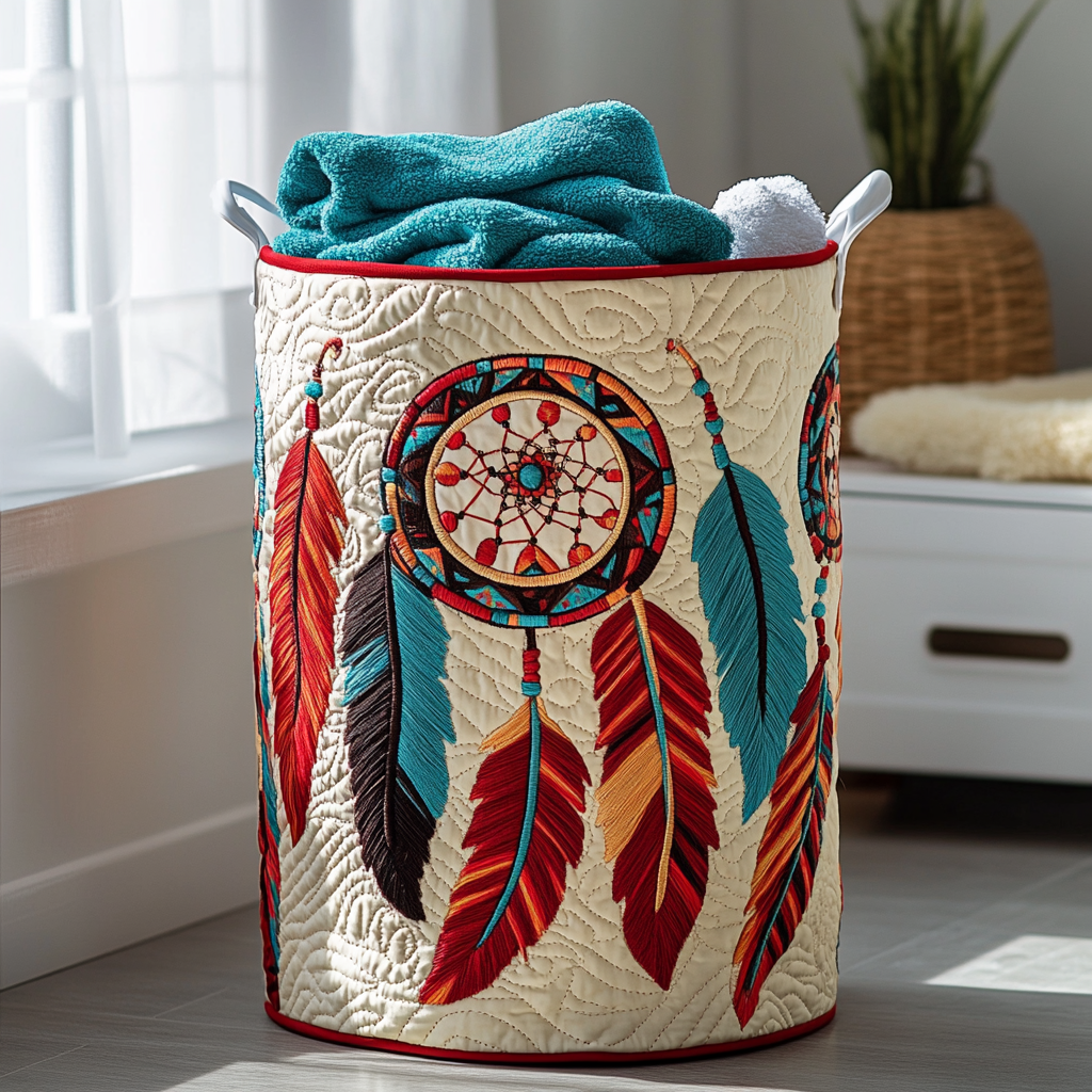 Dreamcatcher Grace Quilted Laundry Basket Charming Quilted Laundry Basket Gift for Cozy Homes