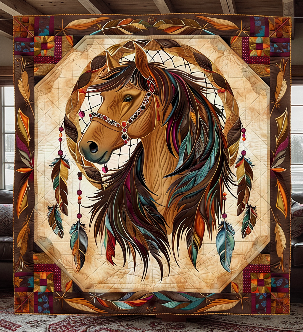 Dreamcatcher Mustang Quilted Blanket Horse Present Ideas