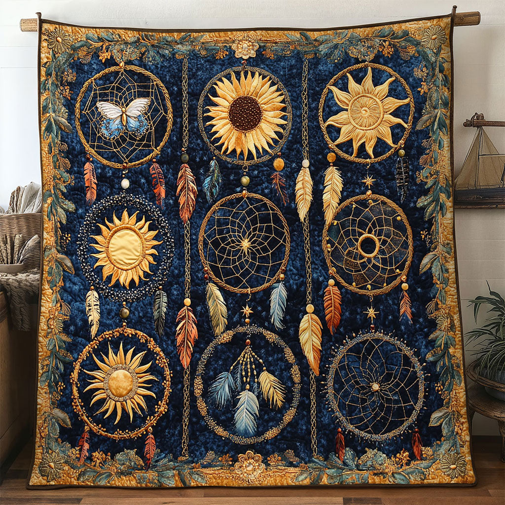 Dreamcatcher Mystic Bloom Quilt Luxury Quilt Blanket with Decorative Stitching
