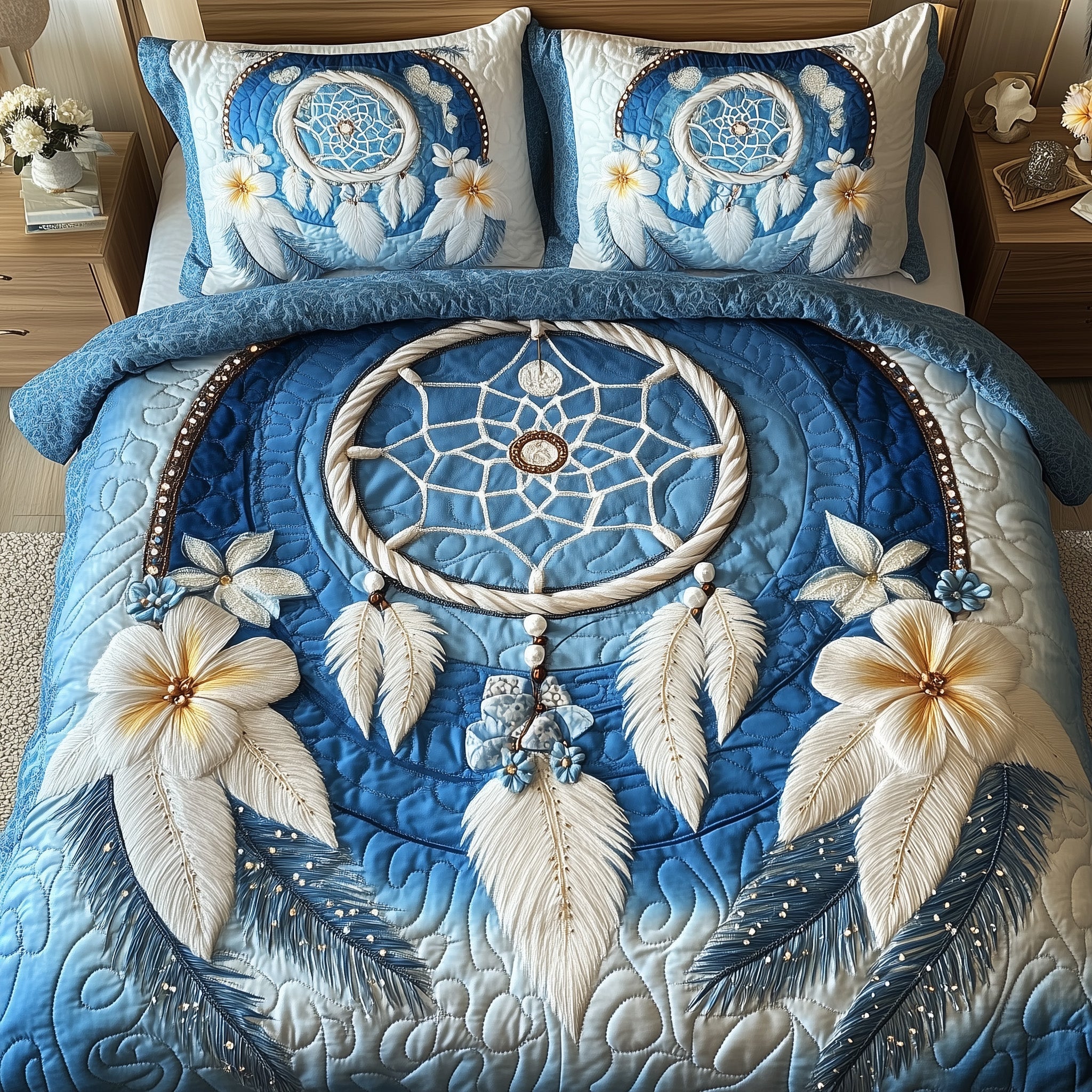 Dreamcatcher Quilted Bedding Set Duvet Cover Merchandise Best Gifts For Cat Owners