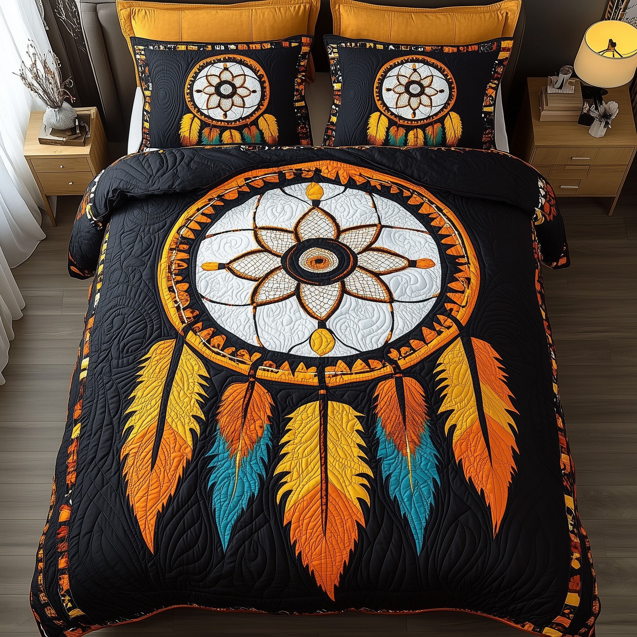 Dreamcatcher Quilted Bedding Set Linen Blend