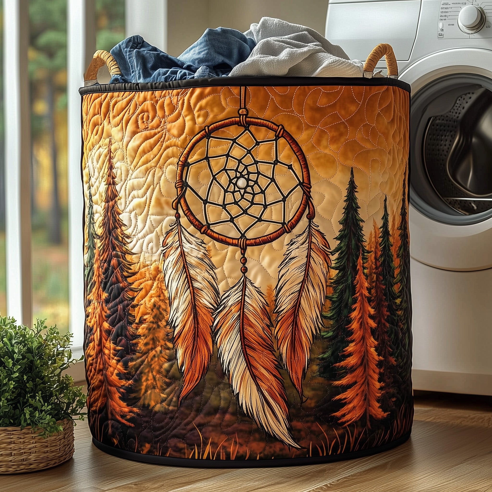 Dreamcatcher Serenity Quilted Laundry Basket Anniversary Merch Gift