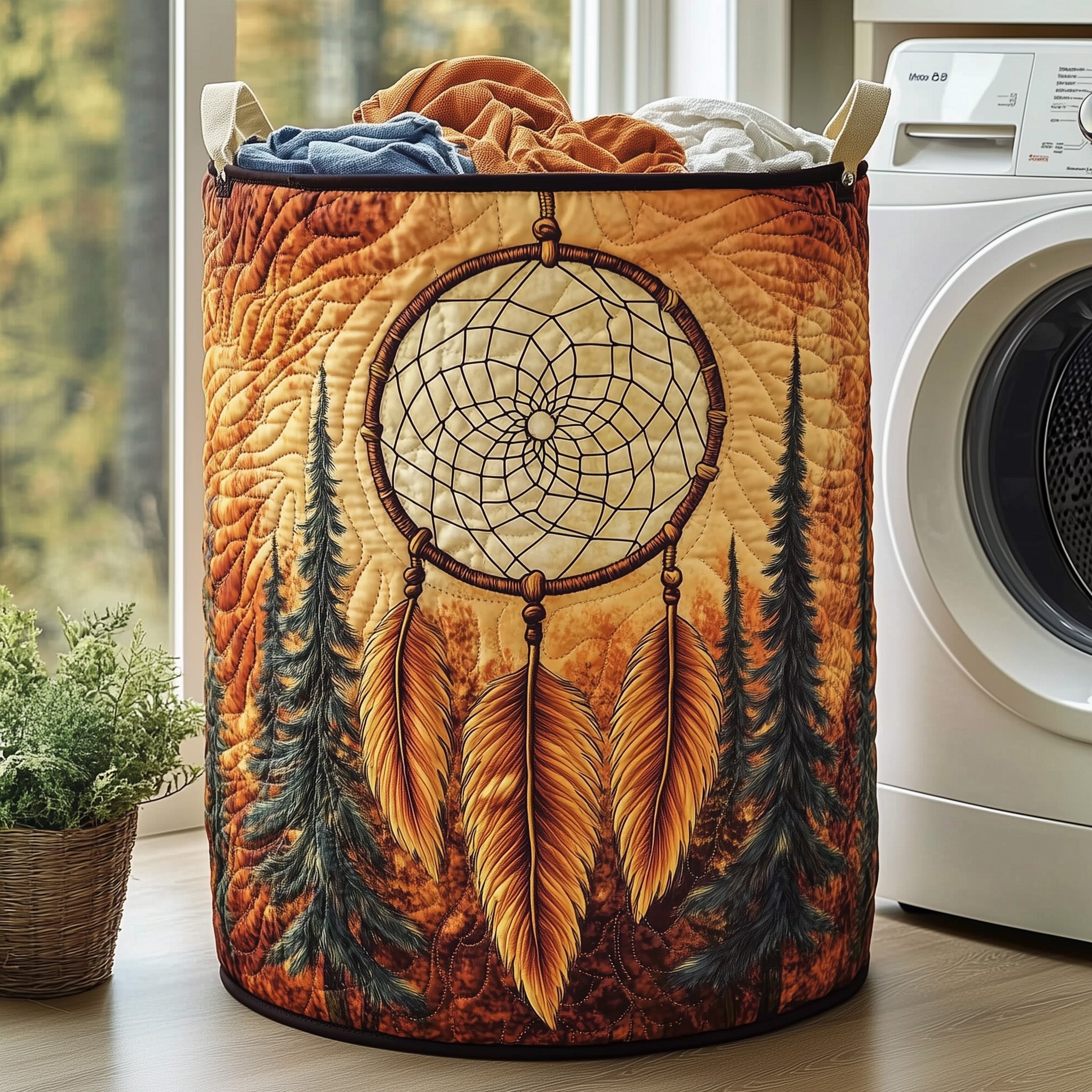 Dreamcatcher Serenity Quilted Laundry Basket Halloween Merch Gift(1)