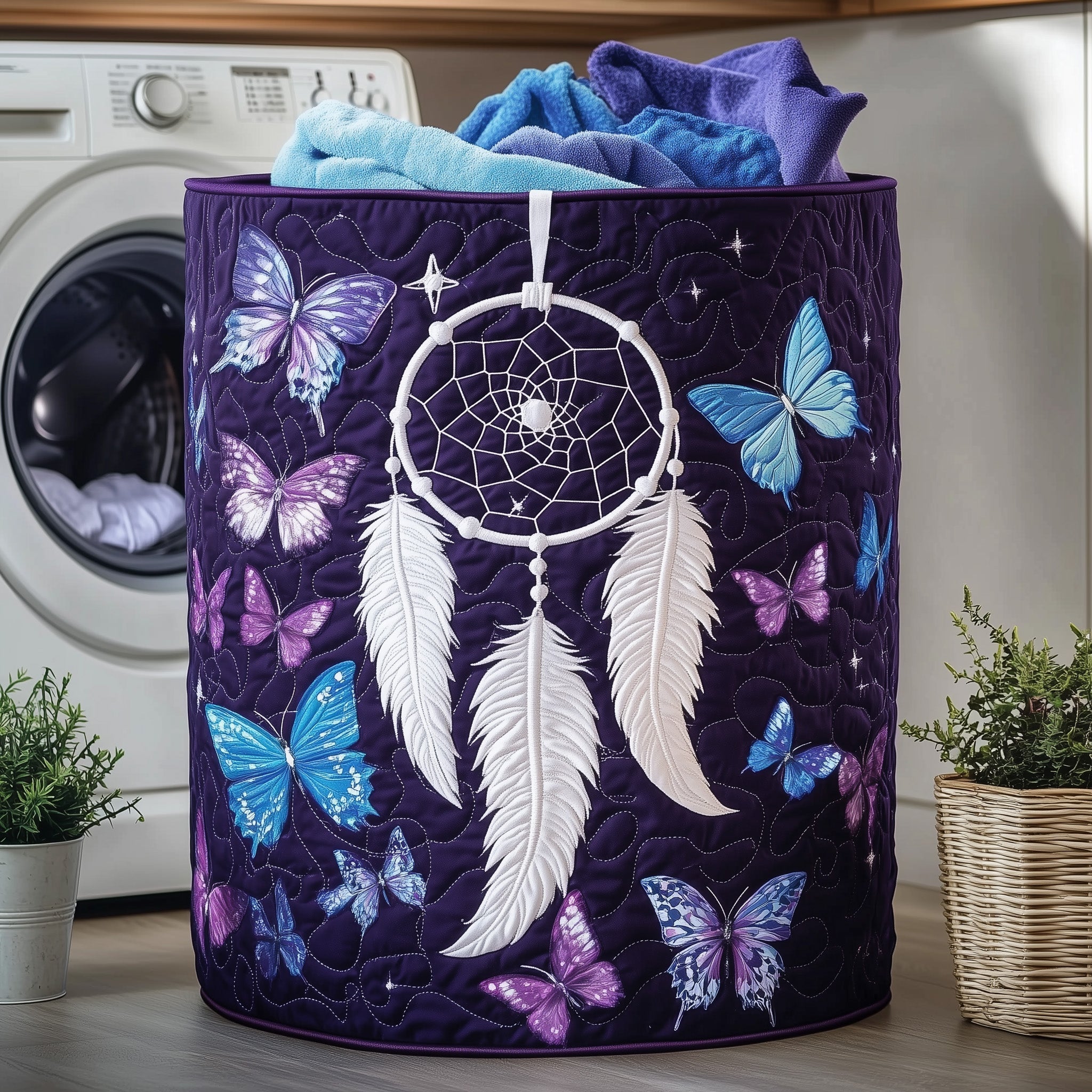 Dreamcatcher Serenity Quilted Laundry Basket Halloween Merch Gift