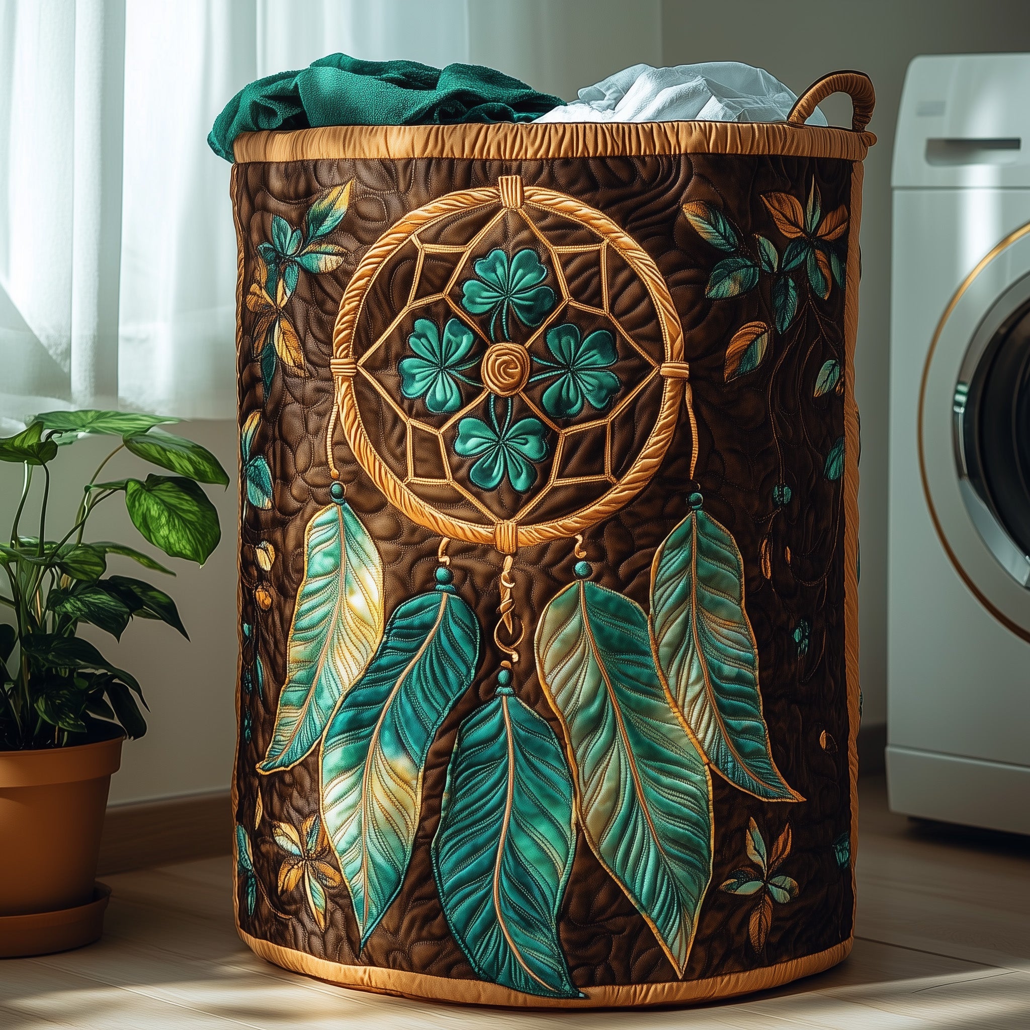 Dreamcatcher Serenity Quilted Laundry Basket Merch For Mom