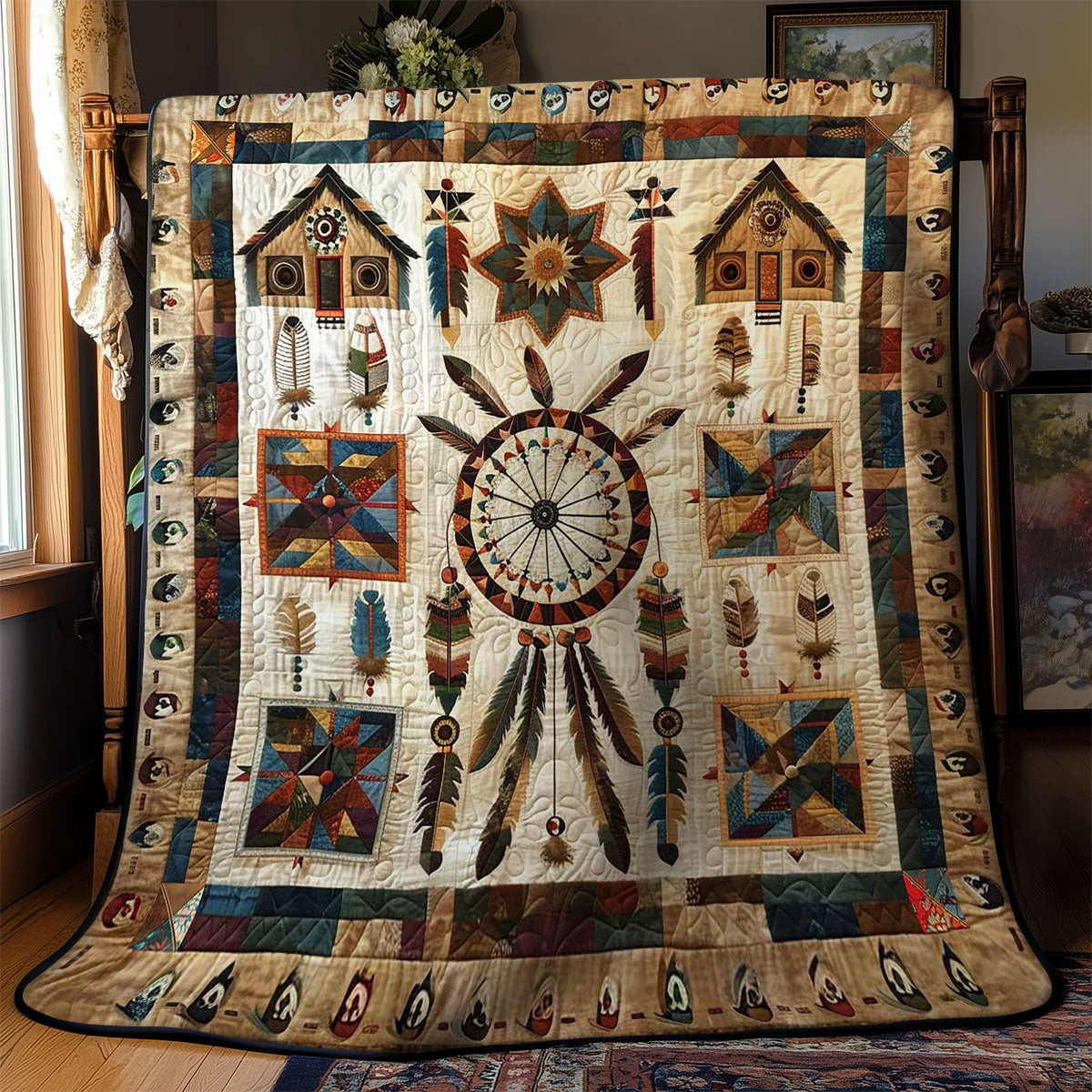 Dreamcatcher Wisdom Holiday Christmas Quilt Blanket Native American Wedding Gifts