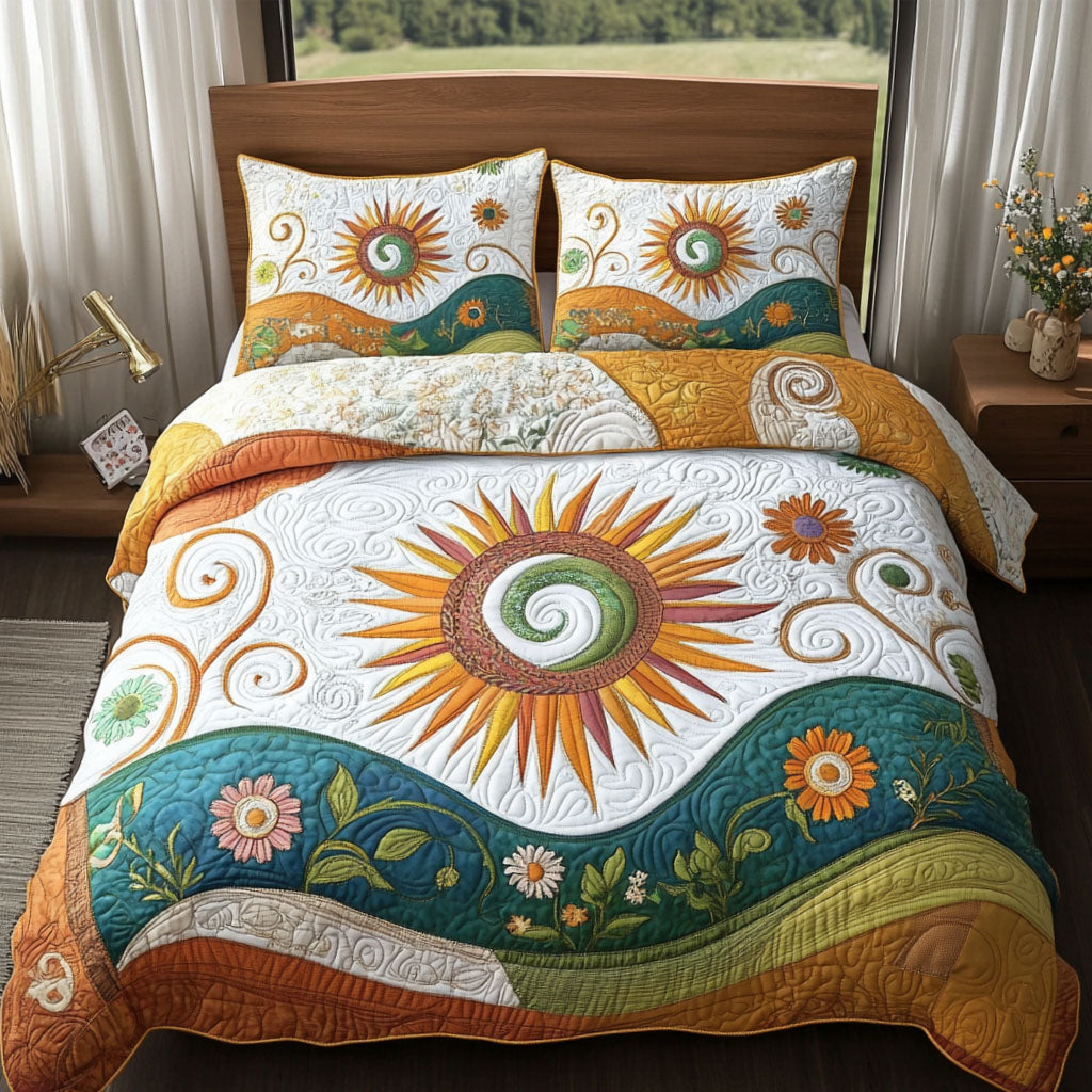 Dreamfield Glow Quilted Bedding Set Cute Bedroom Decor Birthday Gift For Hippie Friend