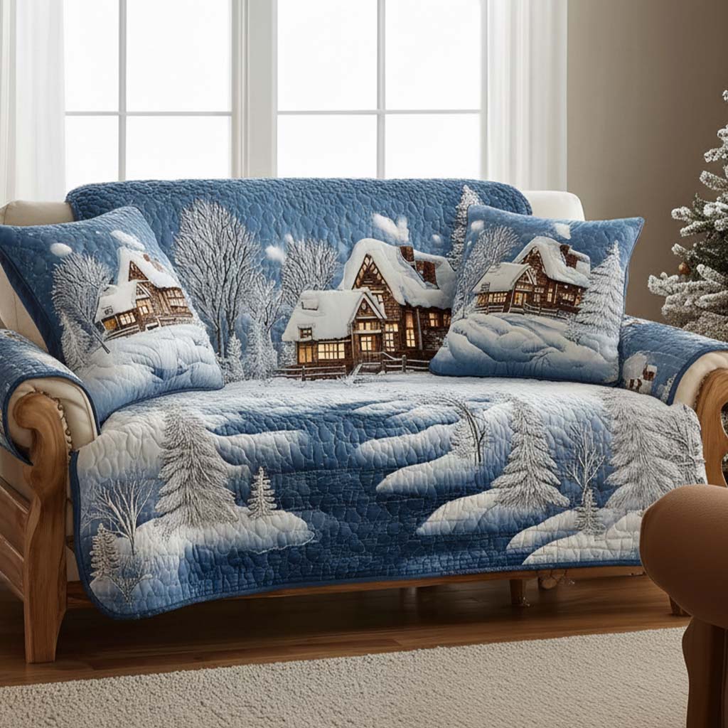 Dreaming of Snow Quilted Sofa Cover Santa Sofa Cover Gift Ideas For Mom
