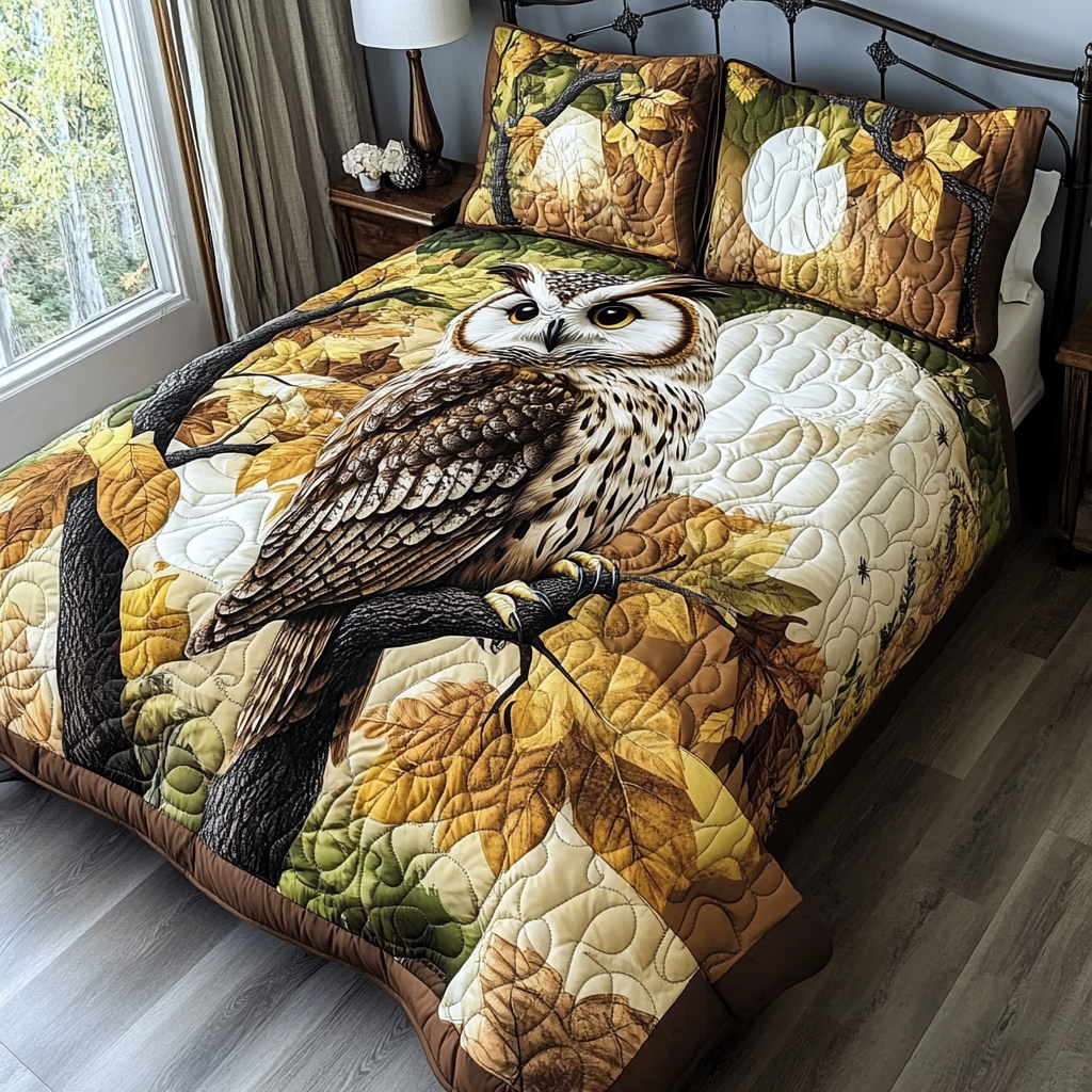 Dreaming Owl Quilted Bedding Set Bedspreads King Owl Inspired Gift For Children