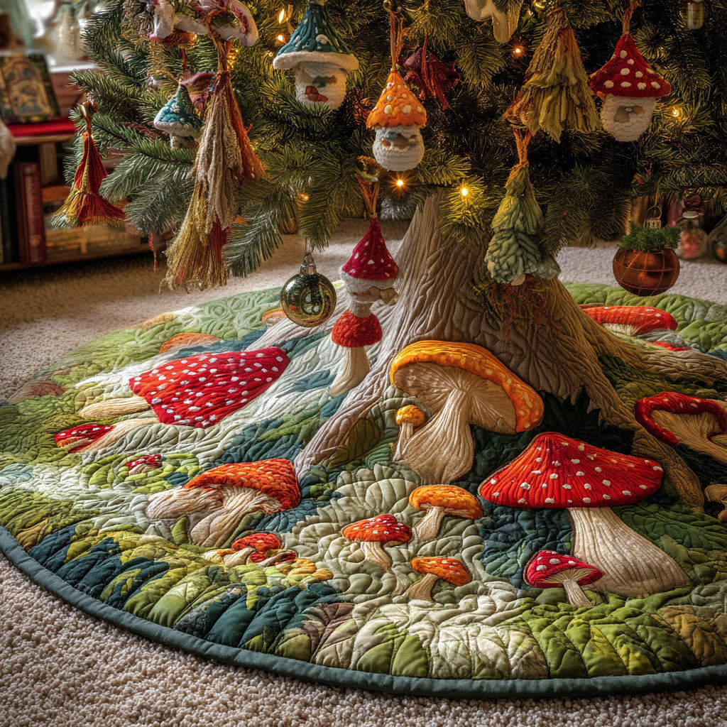 Dreaming Woods Christmas Quilted Tree Skirt Home Decor Forest Lover Christmas Gifts