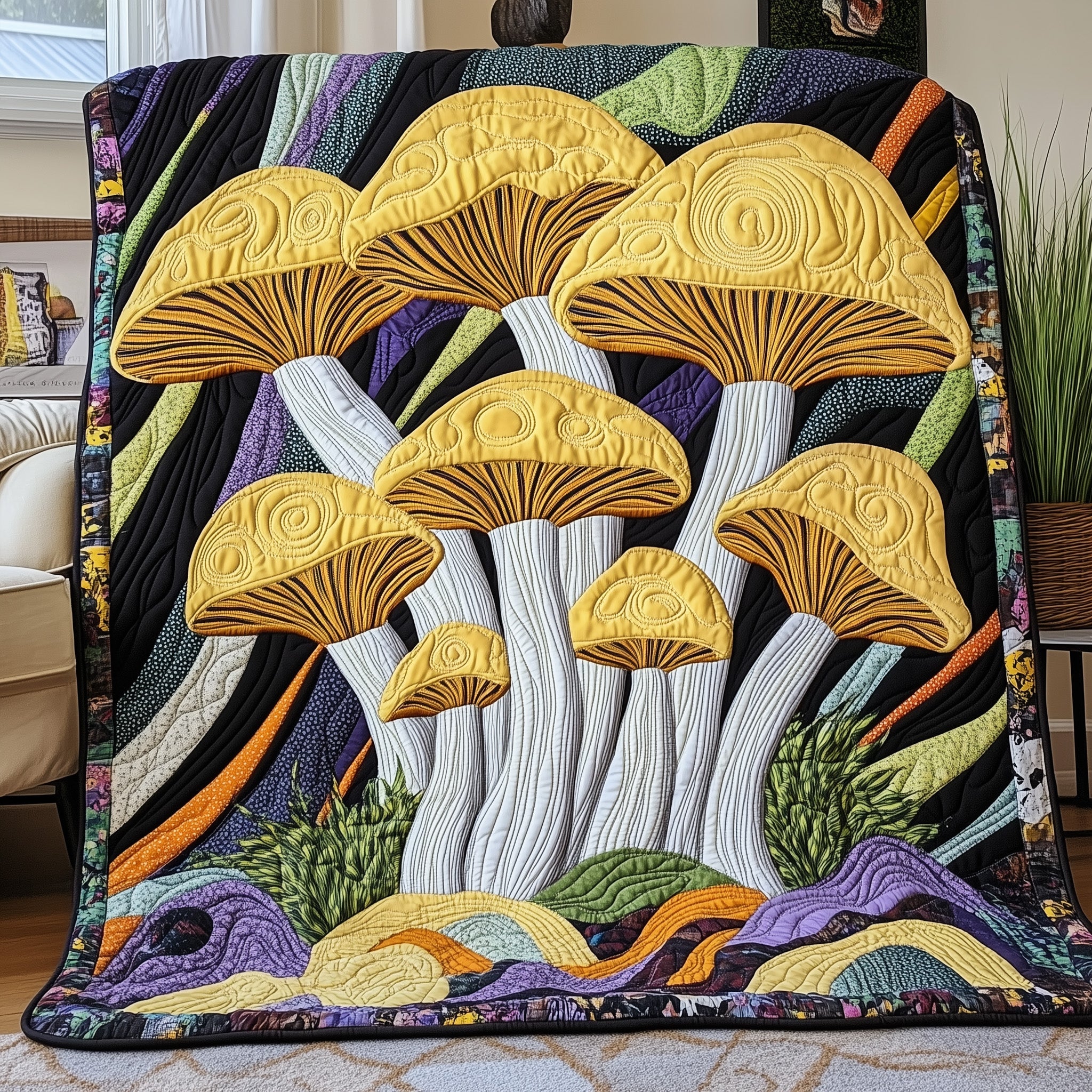 Dreamland Spores Quilted Blanket Sofa Throw BlanketMushroom Lover Gifts