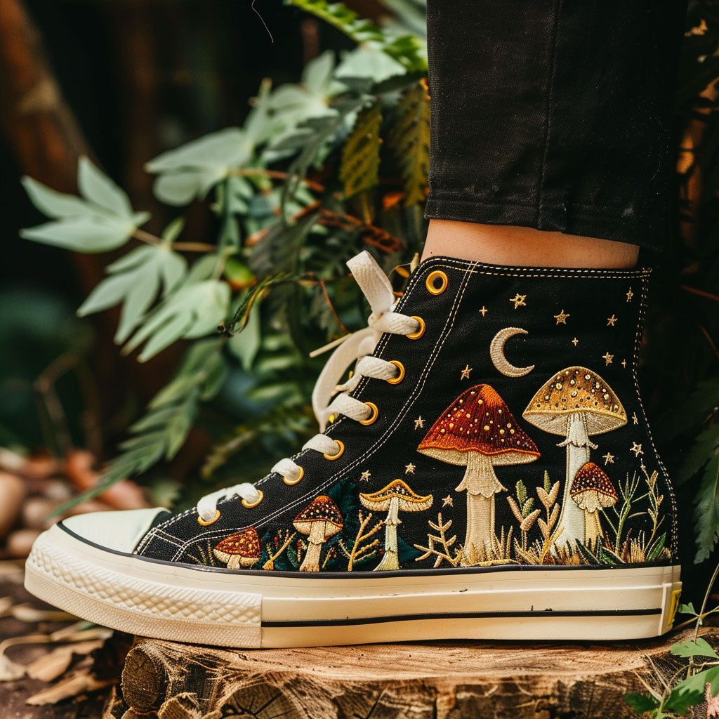Dreamshroom Drift Canvas High Tops Merch For Couples