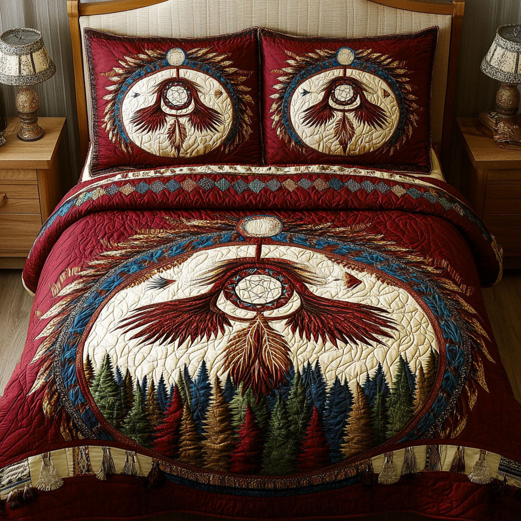 Dreamwoven Path Quilted Bedding Set Xmas Holiday Duvet Cover Set Cool Native American Presents