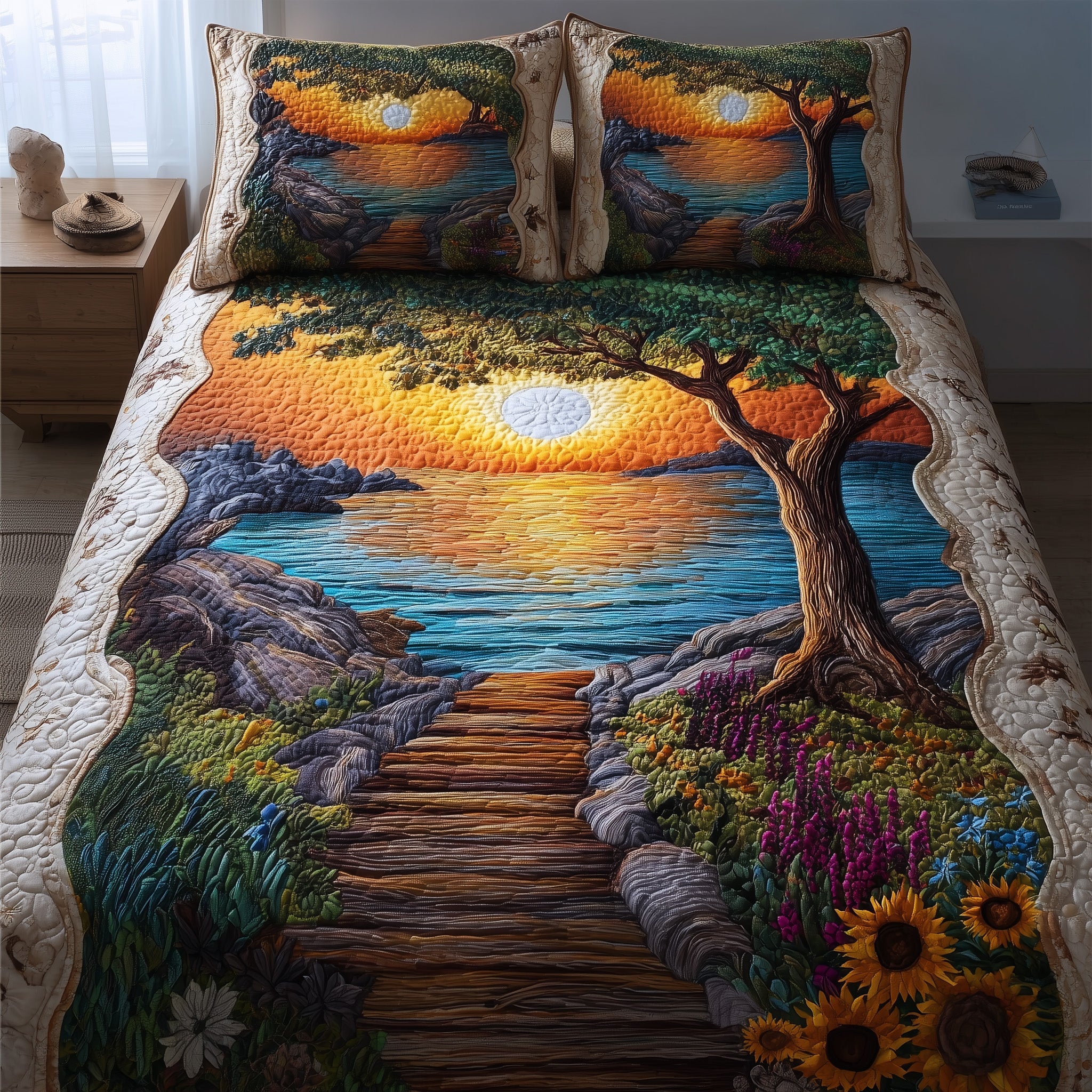 DreamyÂ Pathway Quilted Bedding Set Duvet Cover Bedspread Best Gifts For Wife This Christmas