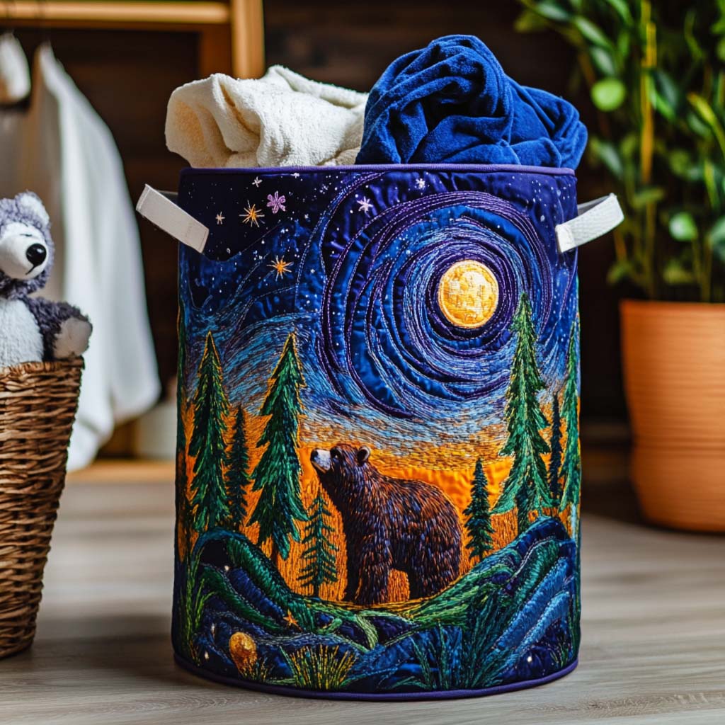 Dreamy Bear Sky Quilted Laundry Basket Holiday Gift For Laundry Lovers