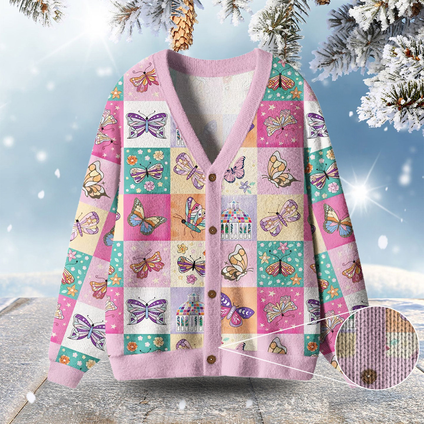 Dreamy Butterfly Garden Ugly Cardigan Sweaters Xmas Party Outfits Butterfly Gifts For Grandma