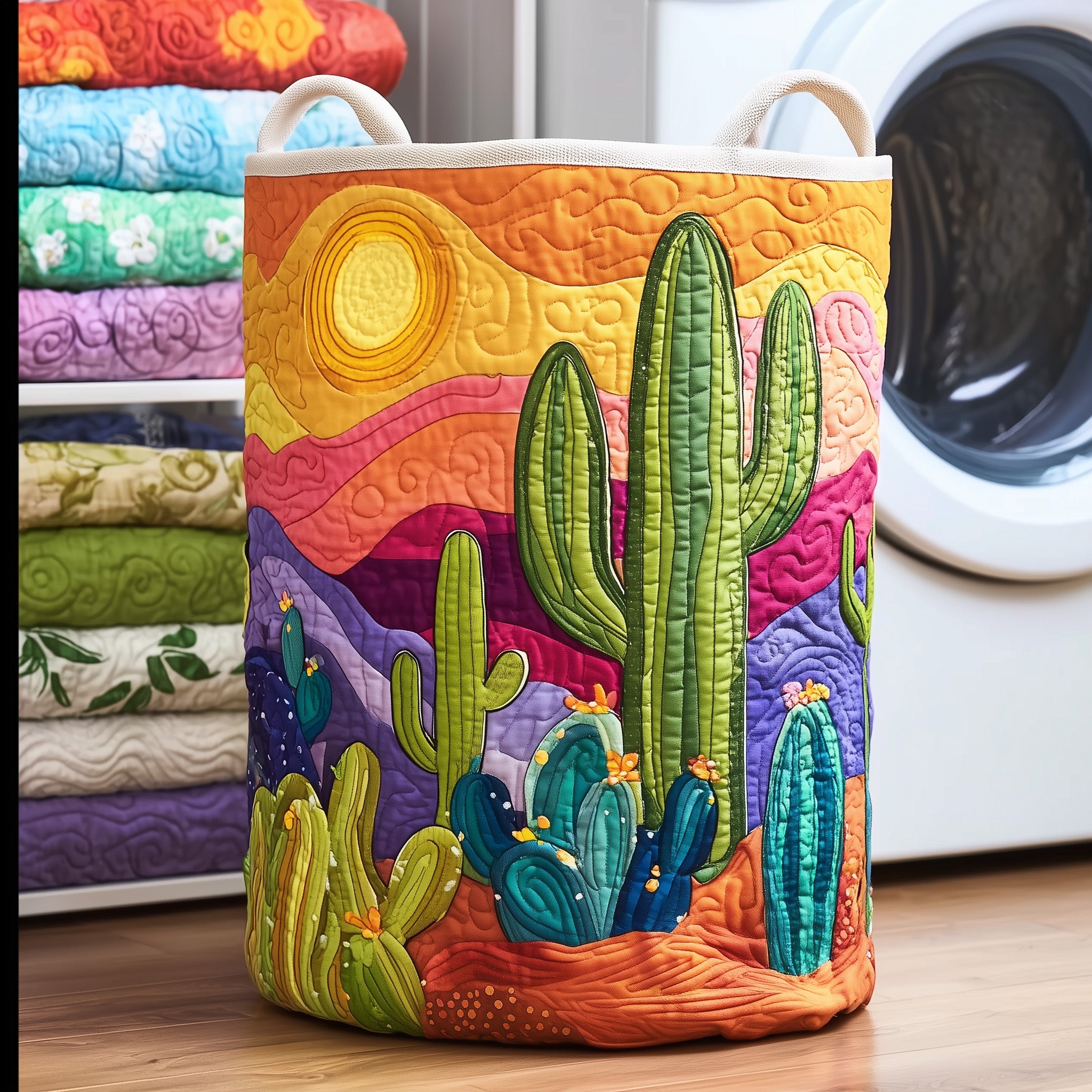 Dreamy Cactus Quilted Laundry Basket Anniversary Merch Gift