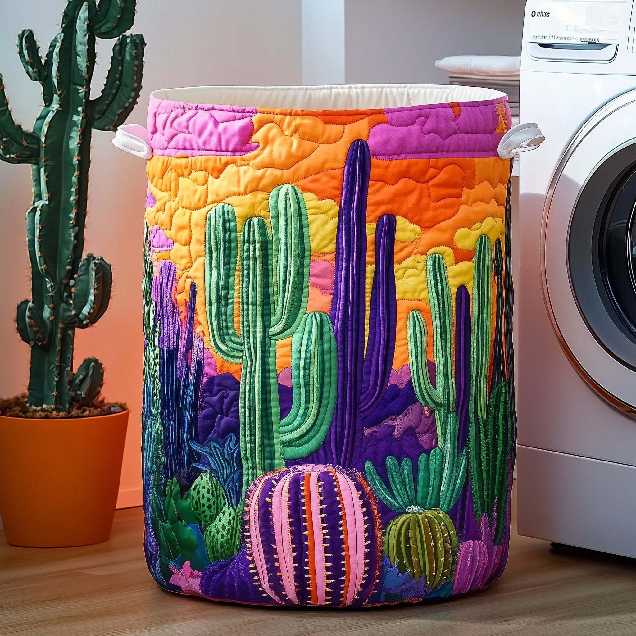 Dreamy Cactus Quilted Laundry Basket Holiday Season Merch